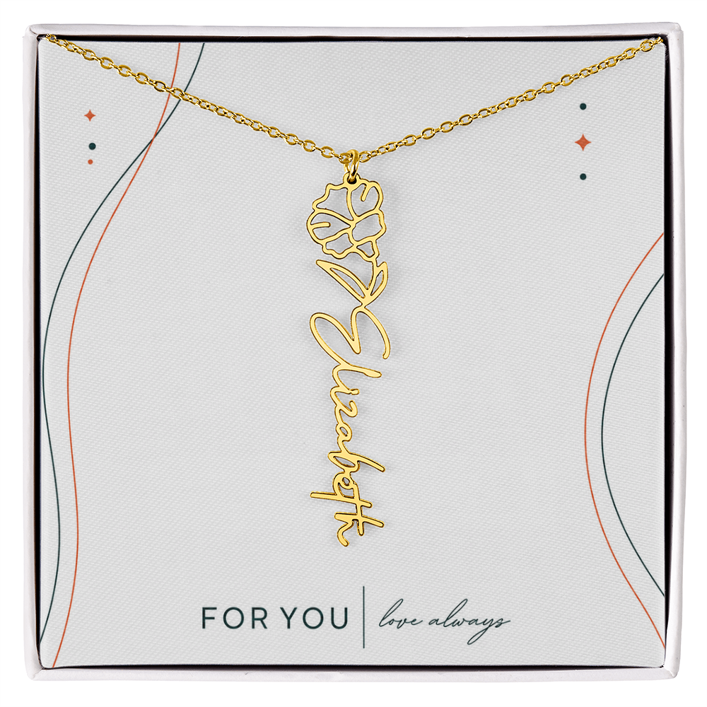 Personalized Birth Flower Name Necklace | No Custom Message Card