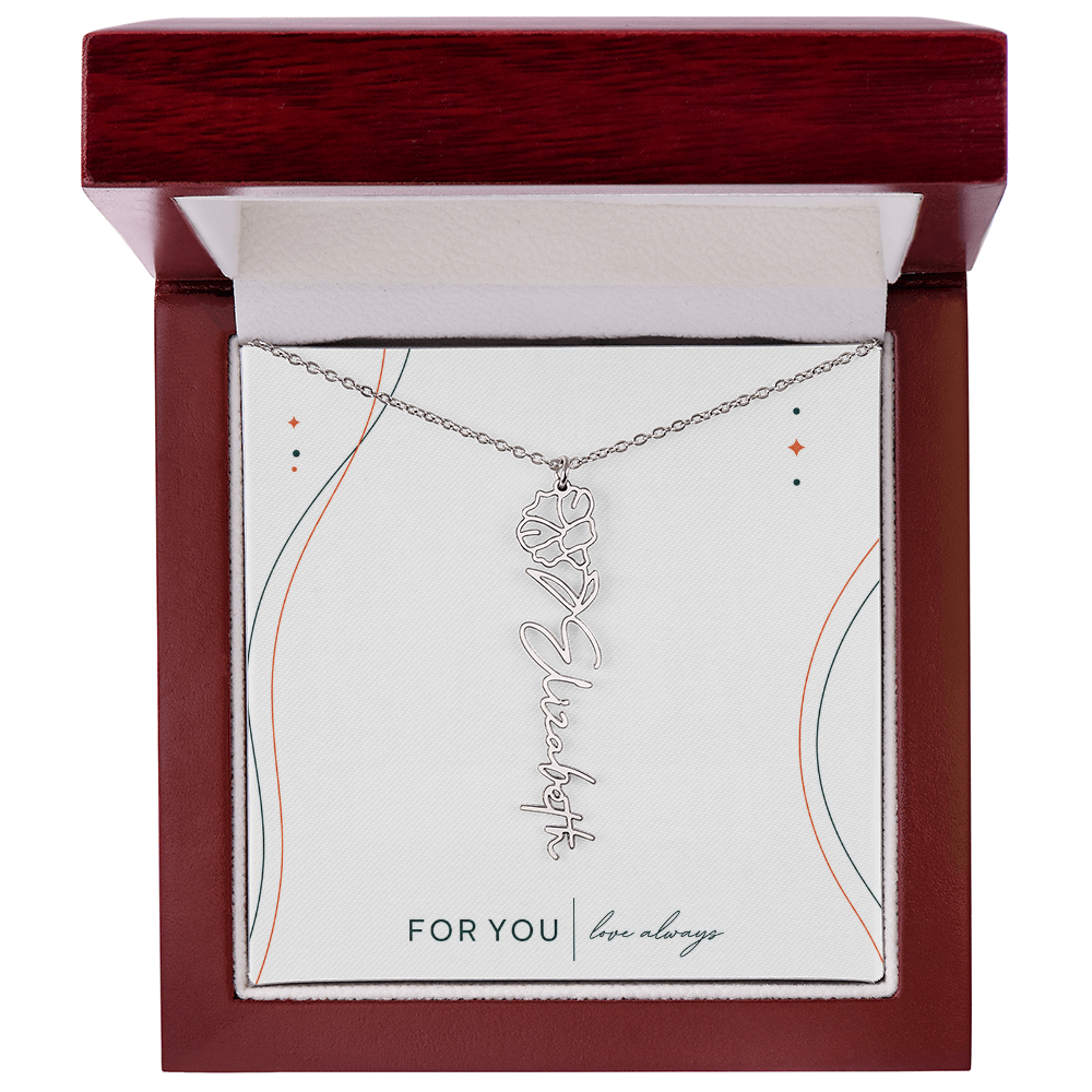 Personalized Birth Flower Name Necklace | No Custom Message Card