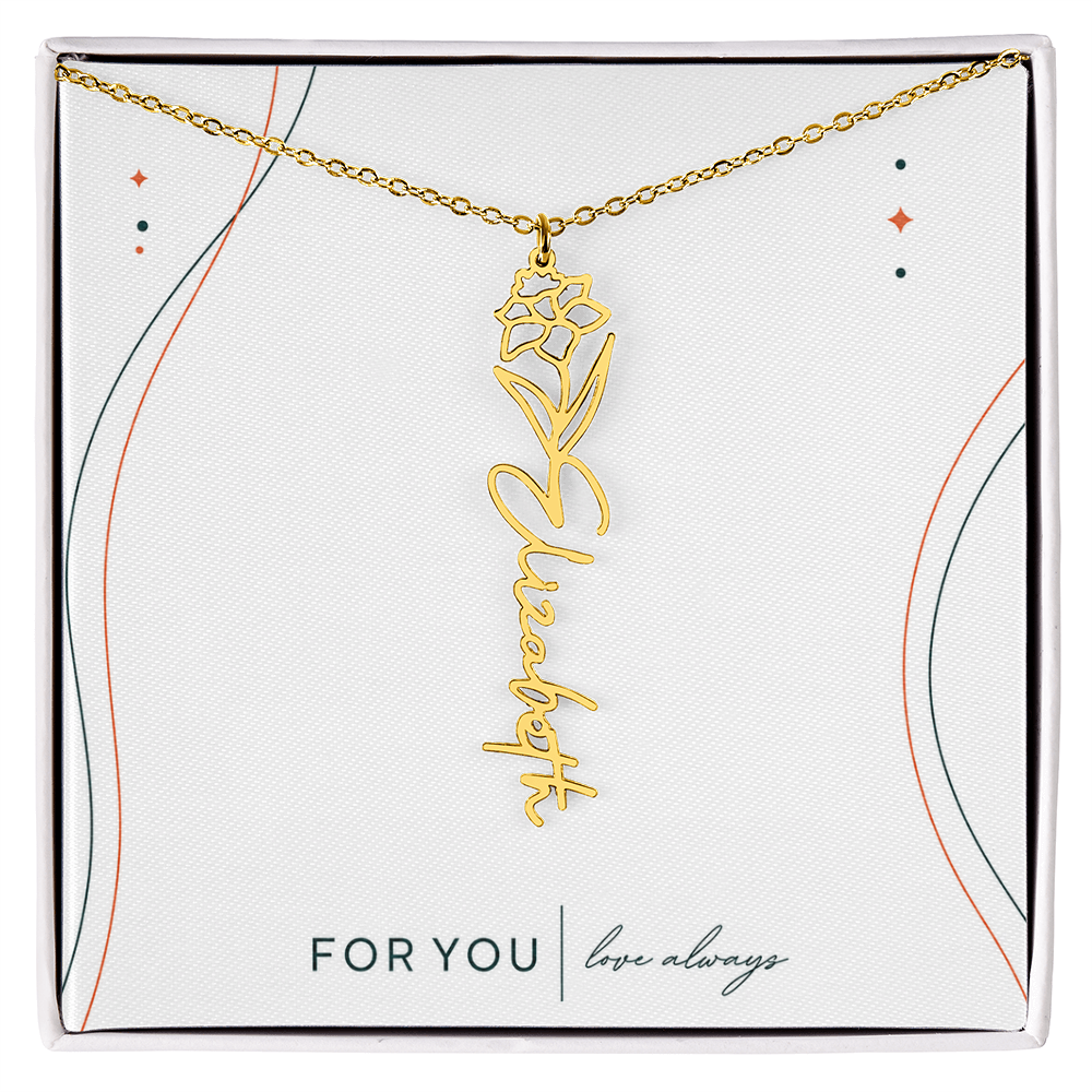 Personalized Birth Flower Name Necklace | No Custom Message Card