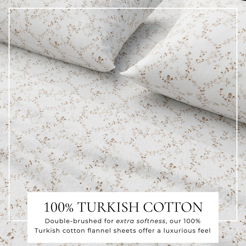 Turkish Cotton Flannel Sheet Set - Winter Floral Collection