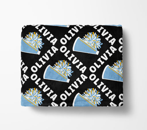 a black and white pattern with the word "OLIVIA" repeated across it in white text.