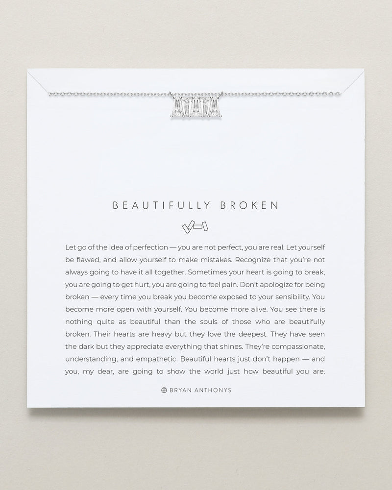 Beautifully Broken Baguette Dainty Necklace