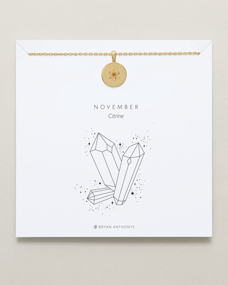 Birthstone Pendant Necklace — Citrine