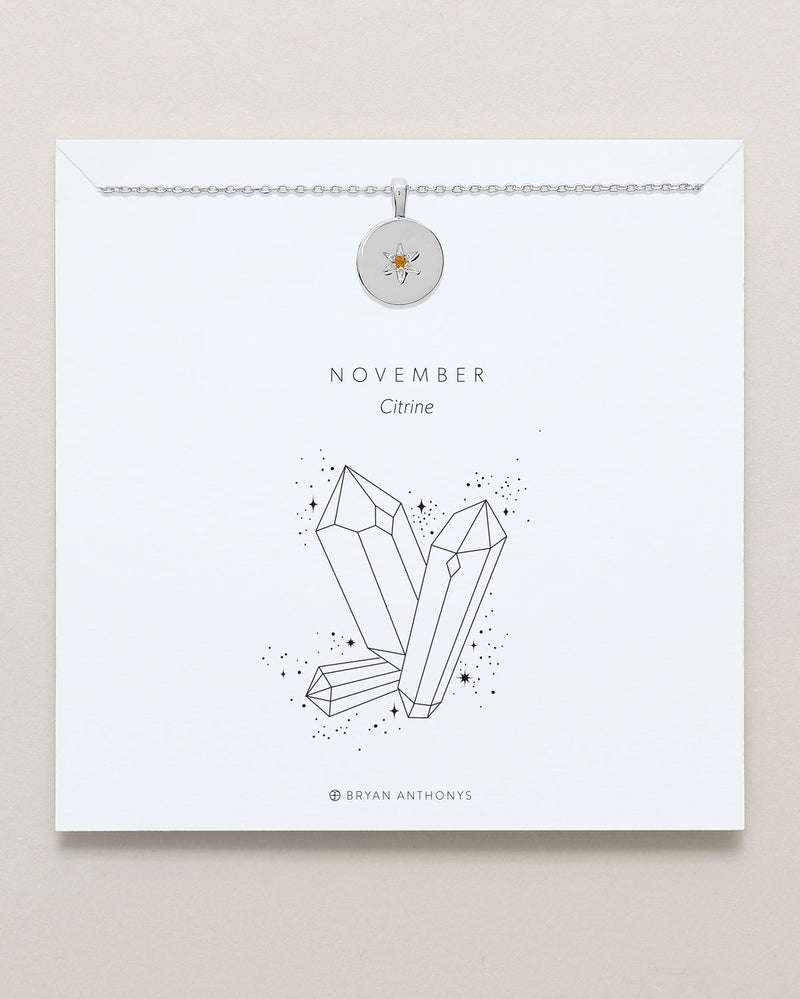 Birthstone Pendant Necklace — Citrine
