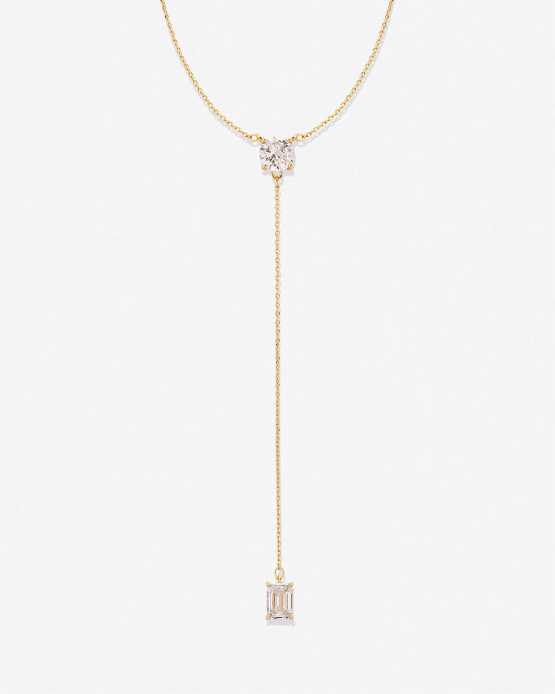 Beautifully Broken Emerald Cut Lariat Necklace