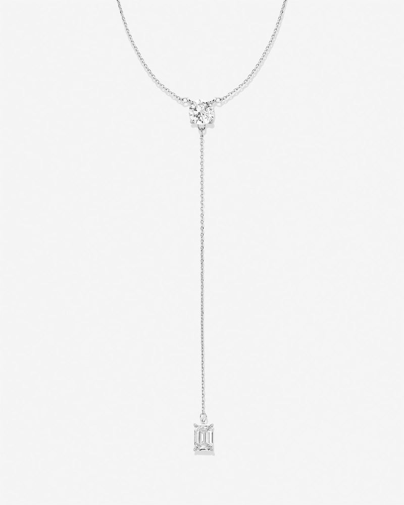 Beautifully Broken Emerald Cut Lariat Necklace