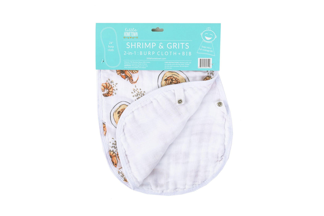 Baby Burp Cloth & Bib Combo (Shrimp and Grits)