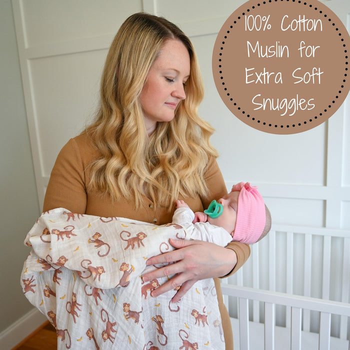 Monkey Around Baby Muslin Swaddle Blanket