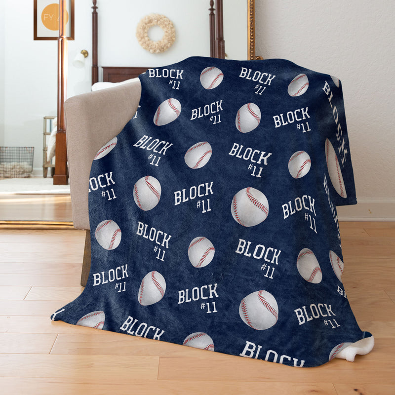 Repeating Name with Baseballs - Personalized Blanket
