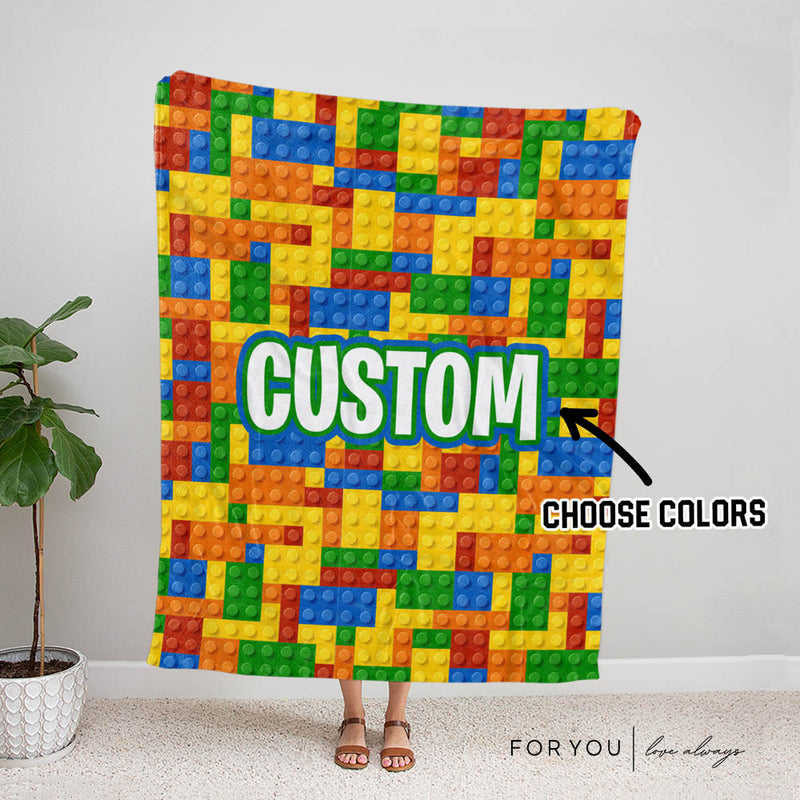 Building Blocks with Name - Personalized Blanket