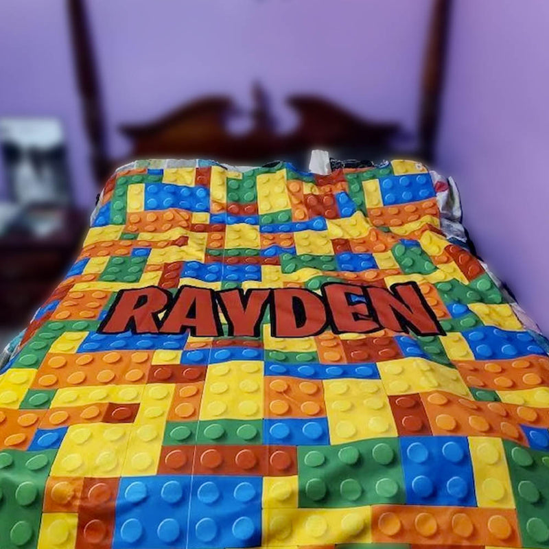 Building Blocks with Name - Personalized Blanket