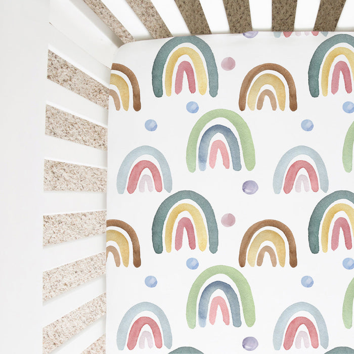 Fitted Crib Sheet - Blue Rainbow