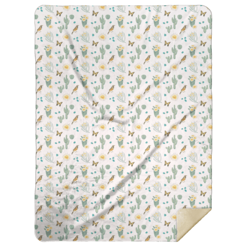 Cactus Blossom Plush Throw Blanket 60x80