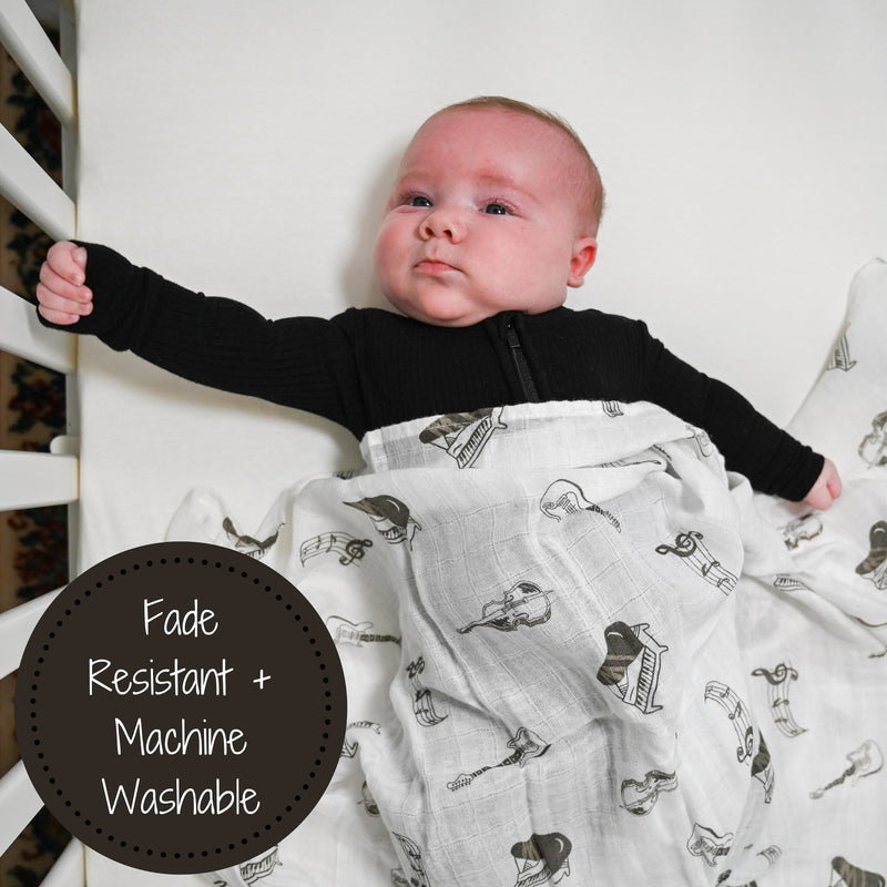 Chello There Baby Muslin Music Swaddle Blanket