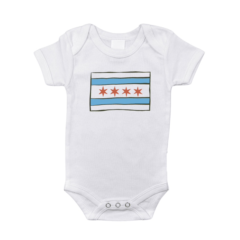 Chicago Flag Baby Gift Bundle Swaddle, Bib, and Onesie