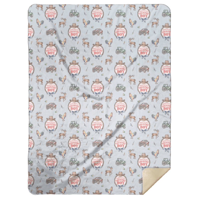 Country Boy Plush Throw Blanket 60x80