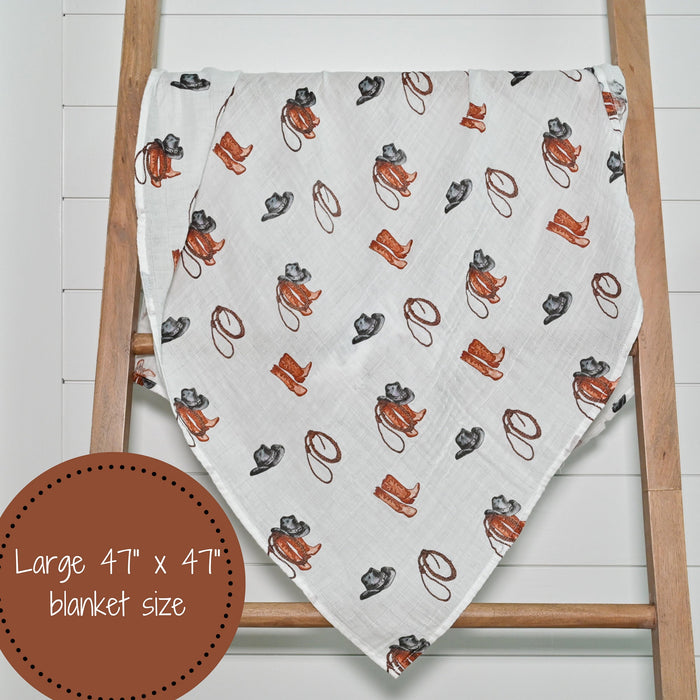 Life Is Better In Boots Baby Muslin Swaddle Blanket