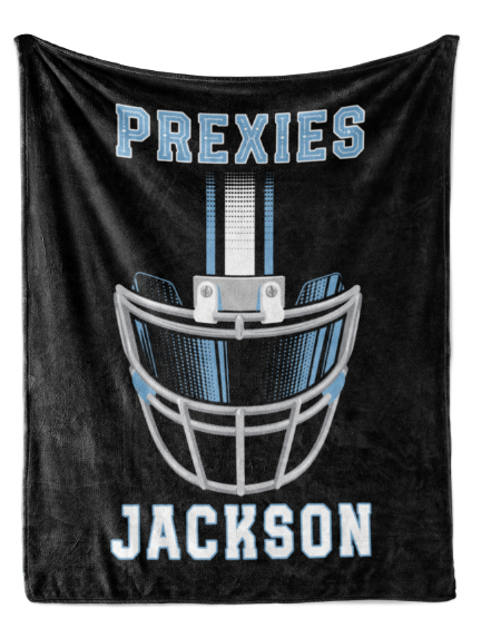 A black banner with a graphic of a football helmet and the text "PREXIES JACKSON" printed on it.