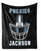 A black banner with a graphic of a football helmet and the text "PREXIES JACKSON" printed on it.