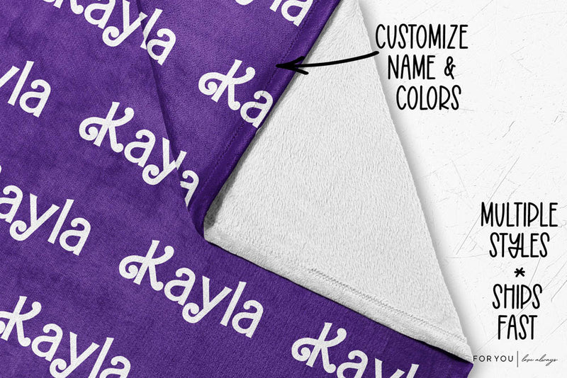 Doll Font Repeating Name - Personalized Blanket