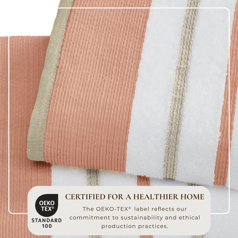 Decorative Cotton Stripe Bath Towel Set - Noelle Collection