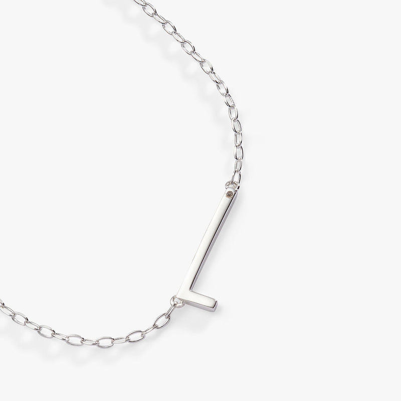 Initial L Precious Elongated Necklace