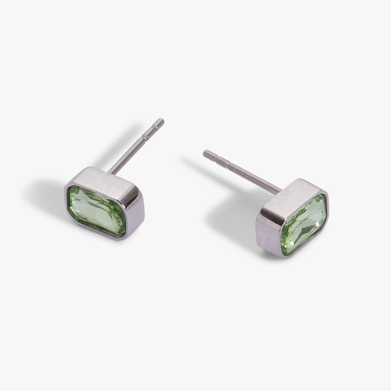 August Emerald-Cut Birthstone Stud Earrings