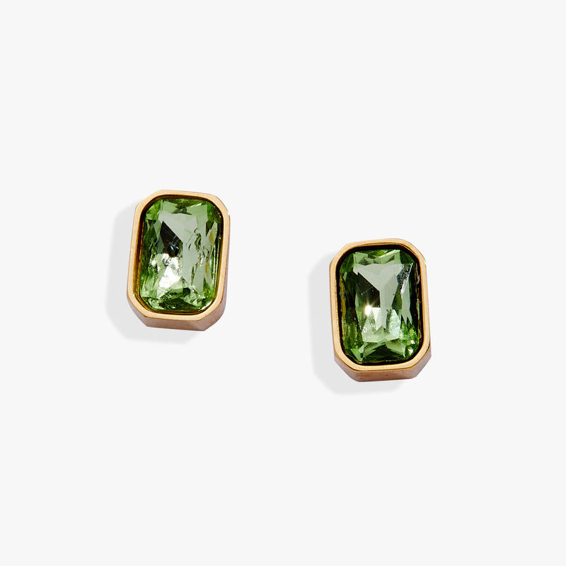 August Emerald-Cut Birthstone Stud Earrings