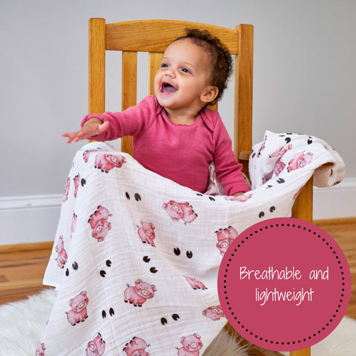 Oink Oink Farm Pig Baby Muslin Swaddle Blanket