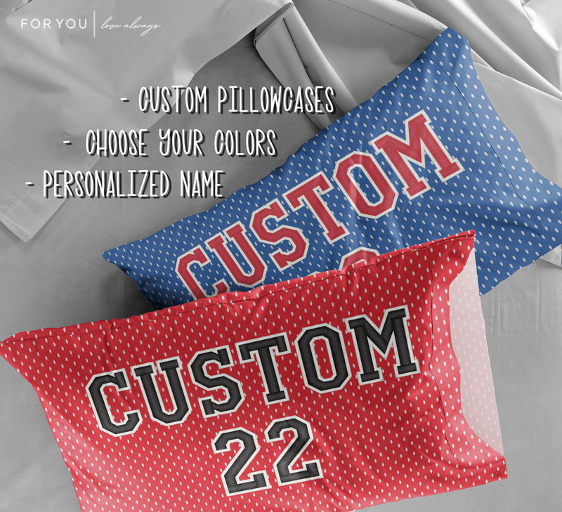 Faux Jersey with Tackle Twill Look - Personalized Pillowcase