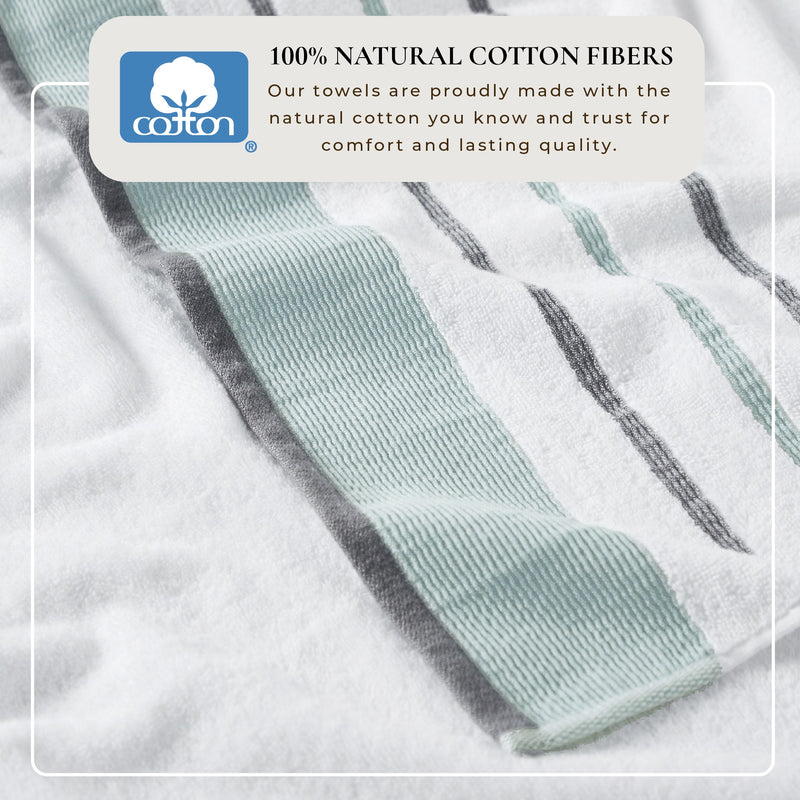 Decorative Cotton Stripe Bath Towel Set - Noelle Collection