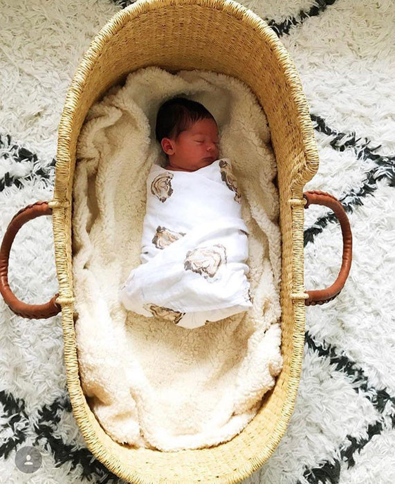 Gift Set: Aw Shucks! Oyster Baby Muslin Swaddle Blanket and Burp Cloth/Bib Combo