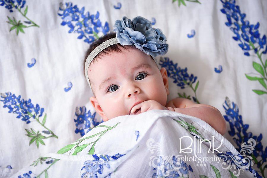 Gift Set: Bluebonnets Baby Muslin Swaddle Blanket and Burp Cloth/Bib Combo