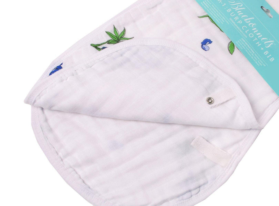 Gift Set: Bluebonnets Baby Muslin Swaddle Blanket and Burp Cloth/Bib Combo
