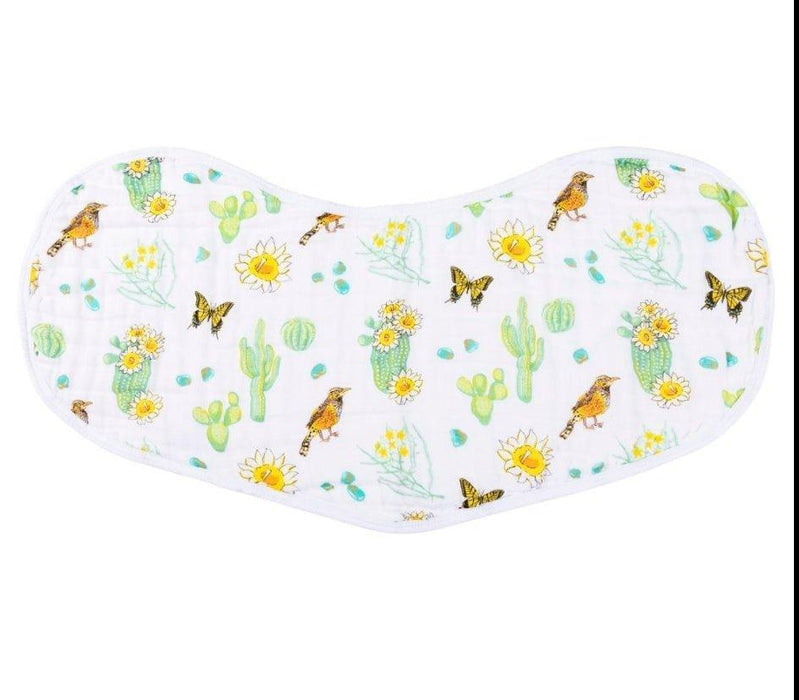 Gift Set: Cactus Blossom Baby Muslin Swaddle Blanket and Burp/Bib Combo