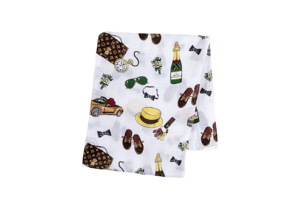 Gift Set: Dapper Napper Baby Muslin Swaddle Blanket and Burp Cloth/Bib Combo
