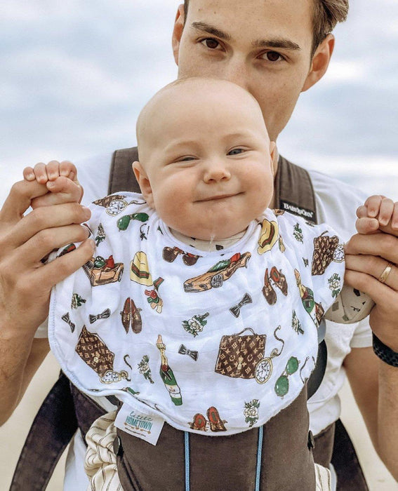 Gift Set: Dapper Napper Baby Muslin Swaddle Blanket and Burp Cloth/Bib Combo