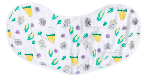 Gift Set: illinois Baby Muslin Swaddle Blanket and Burp Cloth/Bib Combo