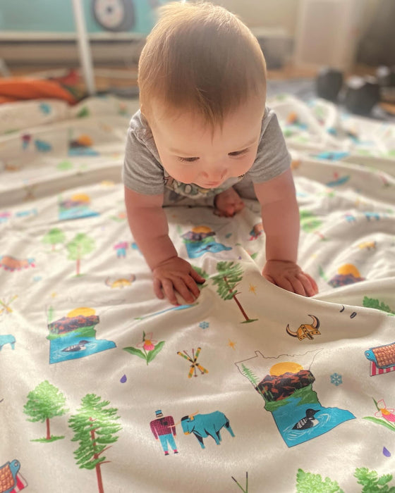Gift Set: Minnesota Baby Muslin Swaddle Blanket and Burp Cloth/Bib Combo