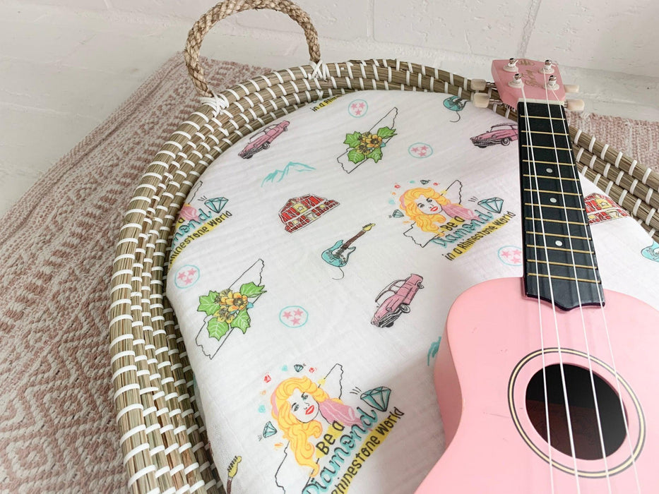 Gift Set: Tennessee Baby Muslin Swaddle Blanket and Burp Cloth/Bib Combo (Floral)