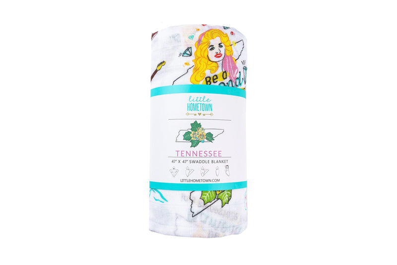 Gift Set: Tennessee Baby Muslin Swaddle Blanket and Burp Cloth/Bib Combo (Floral)