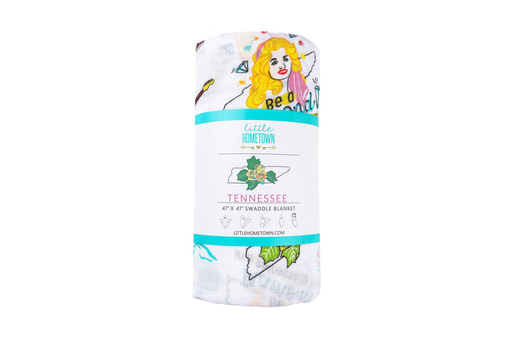 Gift Set: Tennessee Baby Muslin Swaddle Blanket and Burp Cloth/Bib Combo (Floral)
