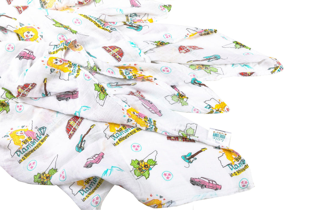 Gift Set: Tennessee Baby Muslin Swaddle Blanket and Burp Cloth/Bib Combo (Floral)