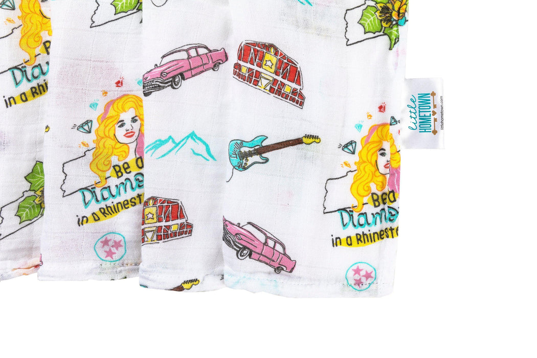 Gift Set: Tennessee Baby Muslin Swaddle Blanket and Burp Cloth/Bib Combo (Floral)
