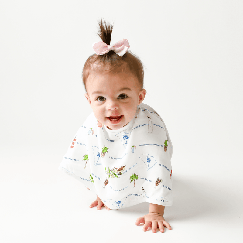 GiftSet: South Carolina Baby Muslin Swaddle Blanket and Burp Cloth/Bib Combo