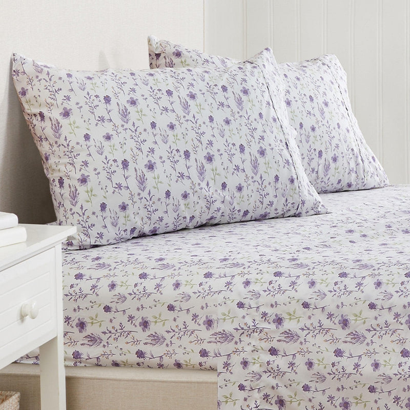 4 Piece Watercolor Floral Microfiber Sheet - Delia Collection