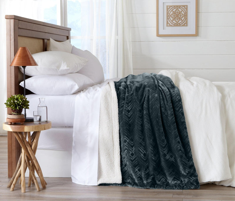 Velvet Plush Sherpa Luxury Bed Blanket - Cielo Collection