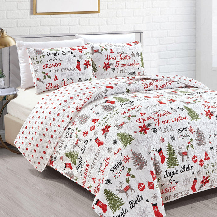 Holiday 3 Piece Quilt Set - Carol Collection