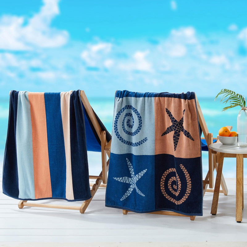 2 Pack 100% Cotton Jacquard Beach Towels - Playa Collection