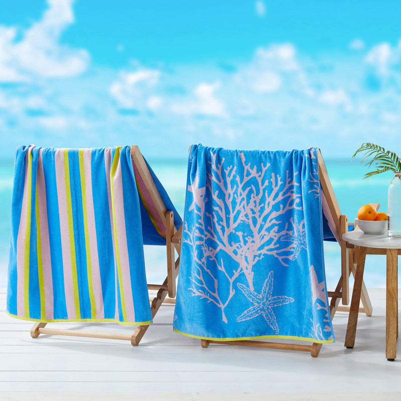 2 Pack 100% Cotton Jacquard Beach Towels - Playa Collection